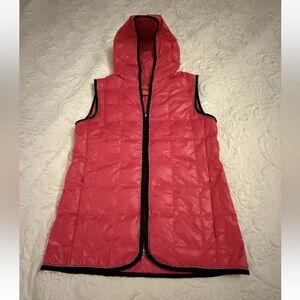 Ciao Milano CM 1969 Womens Small Quilted Hooded Down Pink Zipper Vest